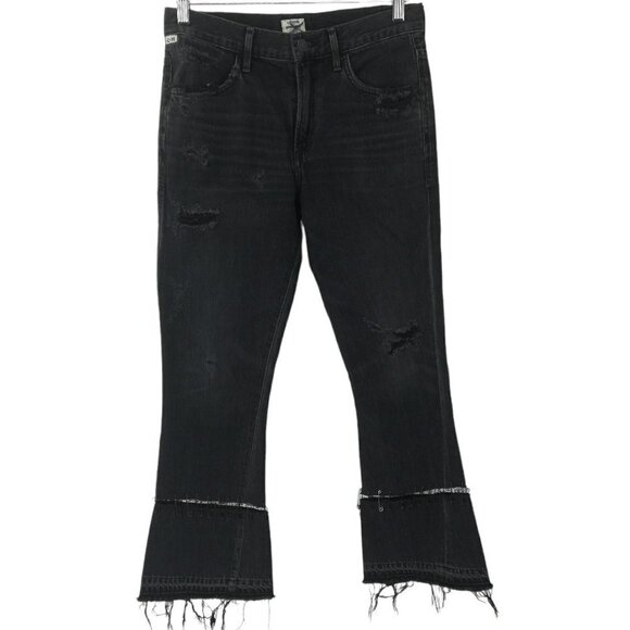 Citizens of Humanity Sasha Twist Crop Low Slung Flare Jeans Size 24 Safety Pins - Picture 1 of 14
